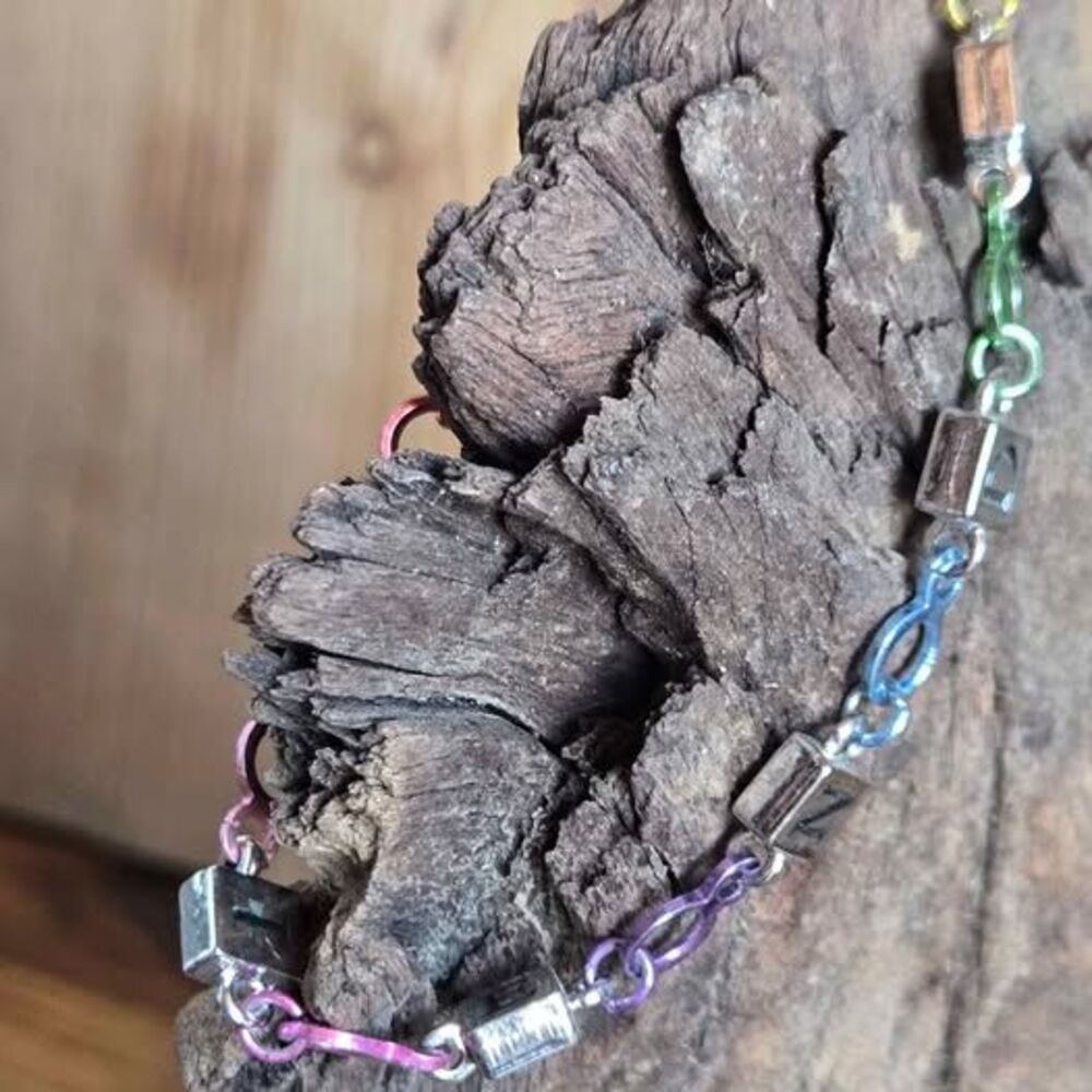 Friends Rainbow Letter Charm Bracelet Silver Tone Jewelry Gift Pre-Owned